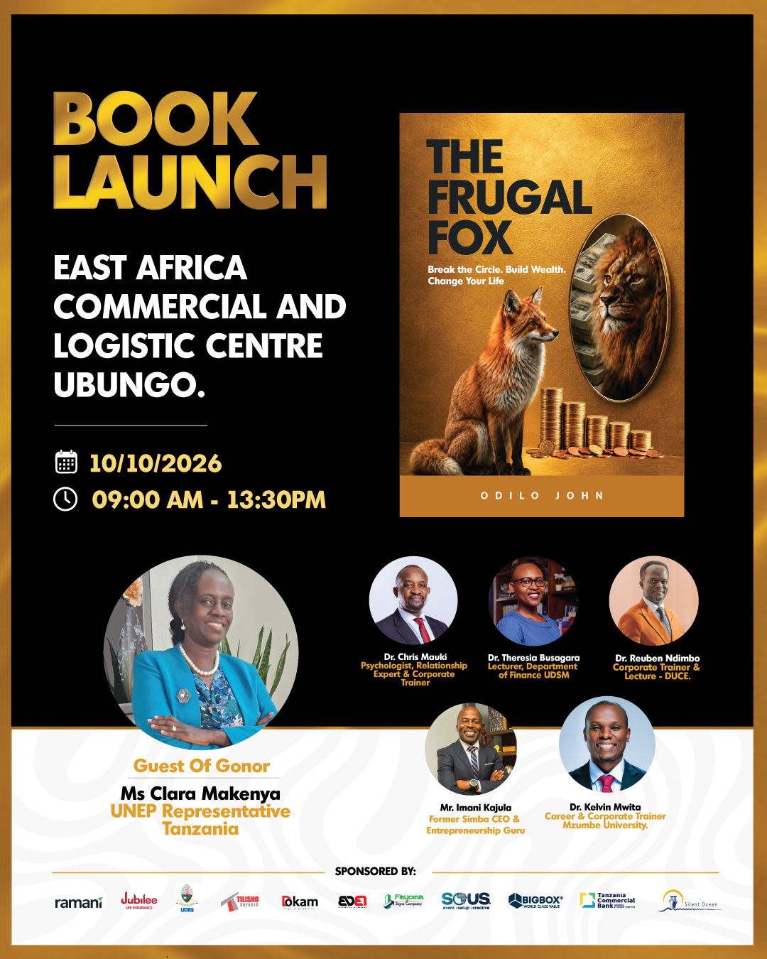 Book launch poster with guest of honour and all speakers