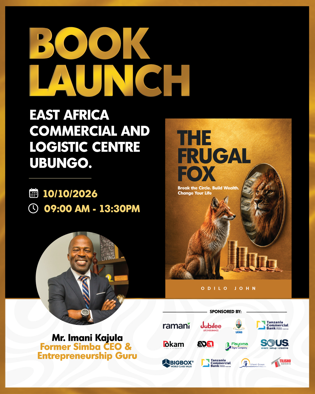 Book launch poster featuring Mr. Imani Kajula